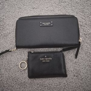 Kate Spade Black Zip Wallet and Card Case Set